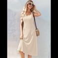 thumbnail image 4 of Vestido de Verano para Mujer, Sin Mangas, Floral, con Cuello Redondo, Cintura Alta, Corte A, Midi y Bolsillos Albaricoque XXL, 4 of 10