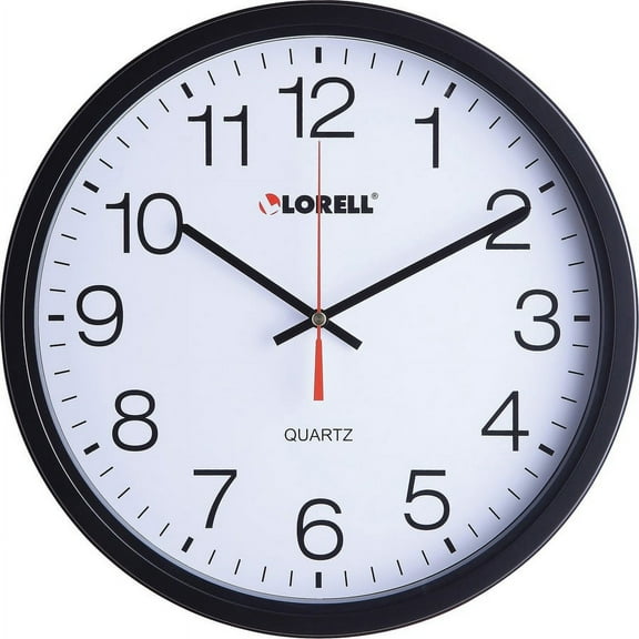 Lorell 12-1/2" Slimline Wall Clock - Analog - Quartz - Black - Modern Style | Bundle of 2 Each