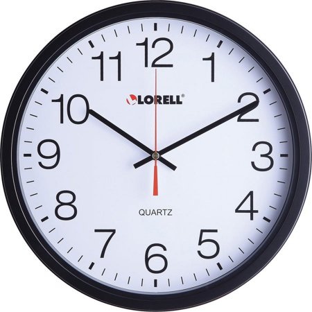 Lorell 12-1/2 Slimline Wall Clock - Analog - Quartz - Black - Modern Style | Bundle of 2 Each