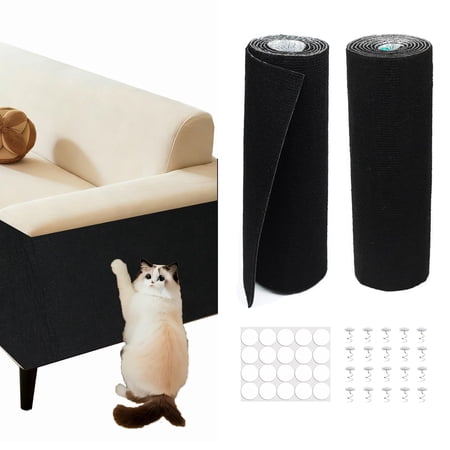 78.8 x15.8 Cat Scratch Furniture Protector Black Trimmable Self-Adhesive Cat Scratching Mat DIY Cat Scratching Pad Protection for Couch Bed Cat Carpet and Cat Scratching Post