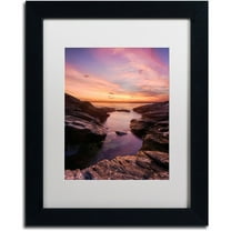 Trademark Fine Art "Beavertail Sunset" Canvas Art by Michael Blanchette Photography White Matte, Black Frame