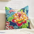 thumbnail image 6 of Pack of 2, Chinoiserie Pillow Cover 20 x 20 Inch Peony Floral Pillow Covers Linen Flower Throw Pillow Covers Farmhouse Pillowcase Cushion Covers for Sofa Couch Living Room Navy Pink, 6 of 6