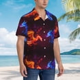 thumbnail image 3 of Pofeuu Futuristic Red And Blue Bird Print Hawaiian Shirt for Men Sleeves Casual Button Down Summer Beach Dress Shirts T-Shirts,X-Large, 3 of 7