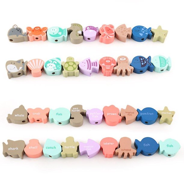 Bonitas letras de madera, decoración de cuentas, Color caramelo, alfabeto, flor, fruta, Animal, cuentas para Diy, suministros de fabricación de joyas