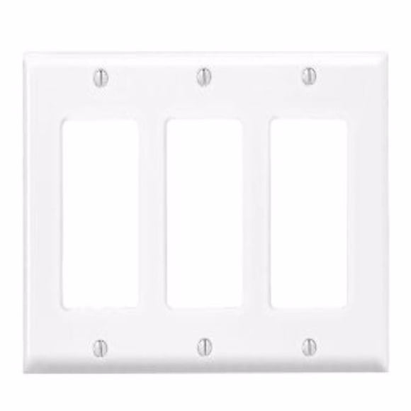 Placa de pared Leviton, antimicrobiana, con recubrimiento en polvo, color blanco, 3 paneles