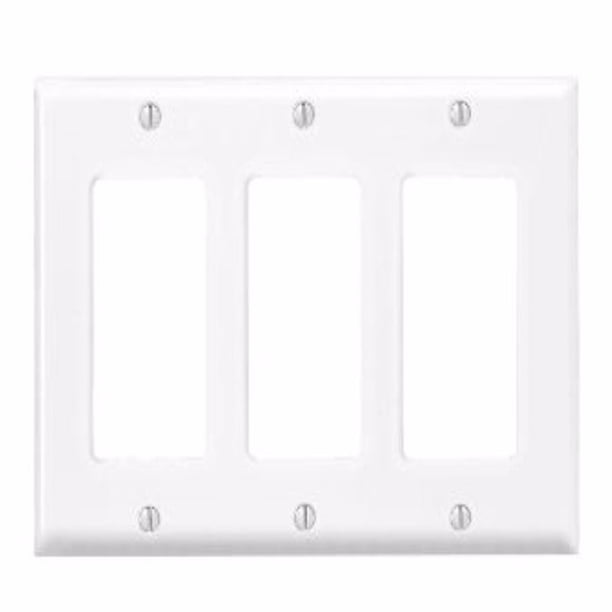 Placa de pared Leviton, antimicrobiana, con recubrimiento en polvo, color blanco, 3 paneles