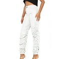 thumbnail image 2 of A2Y Women's Solid Sporty Style Ruched Adjustable Drawstring Jogger Pants White L, 2 of 3