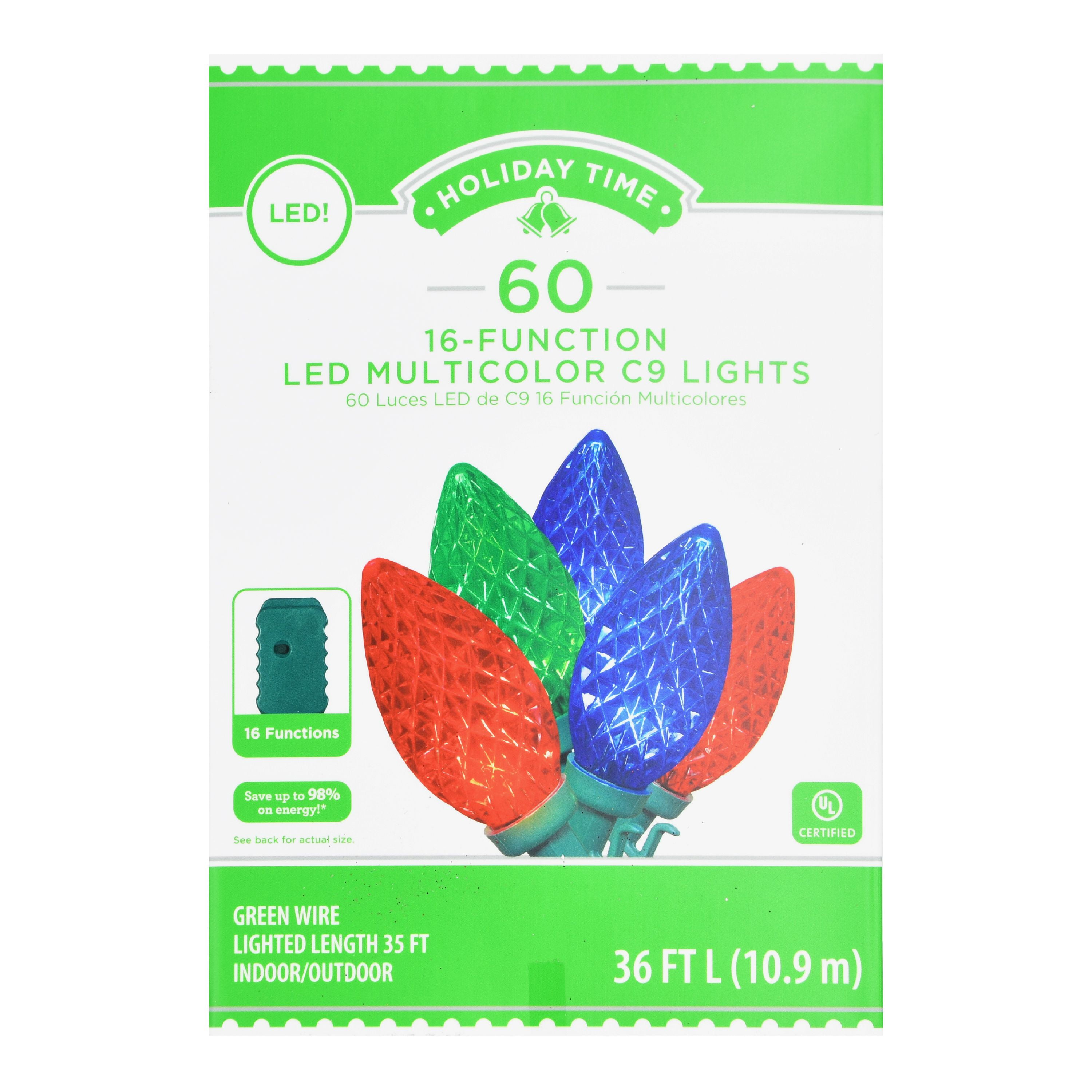 Holiday Time 16Function LED C9 Light Set, Multicolor, 60 Count