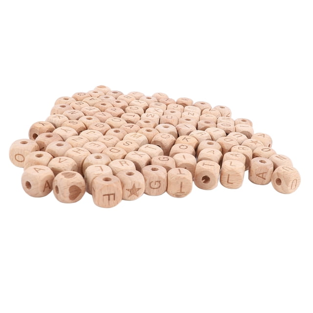 Cuentas De Madera Del Alfabeto, Cuentas De Madera Cuadradas Fáciles De Usar Multifuncionales 100 Piezas Para Adornos Para El Cabello