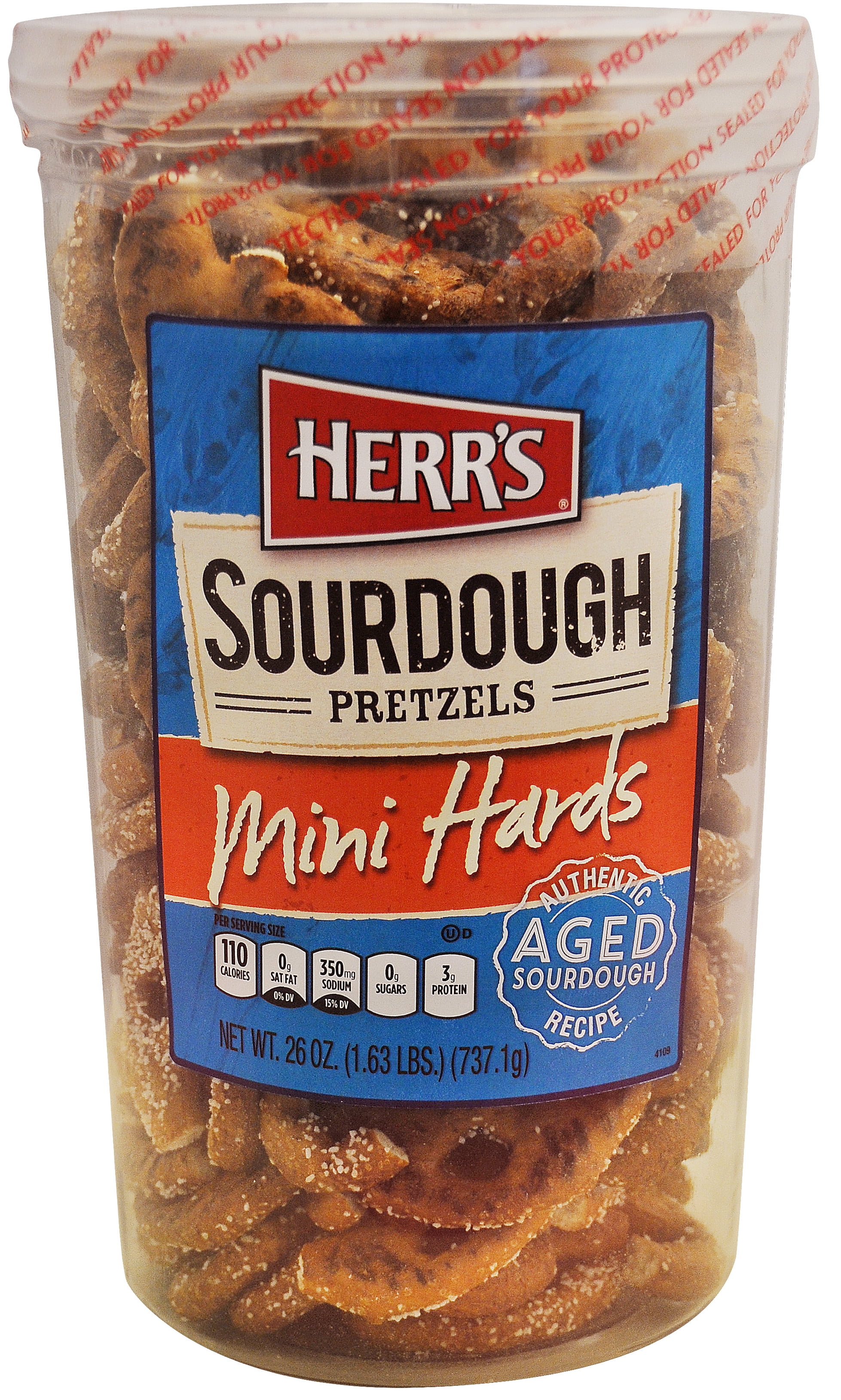 Herr's Sourdough Mini Hards Pretzels Barrel, 26 Oz