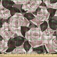 thumbnail image 2 of Ambesonne Floral Fabric by the Yard Upholstery, Romance Painting Roses Print, 10 Yards, Dark Maroon Pale Pink, 2 of 5