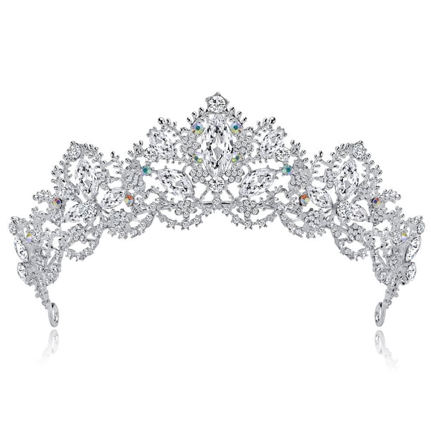 Diadème Princesse Femme Tiara Cristal Couronne Strass Bandeau Adult Cheveux Accessoires Vintage Cadeau pour Concours Parties Festival Fête Cosplay Halloween Noel Zefei Wu 9024735039884