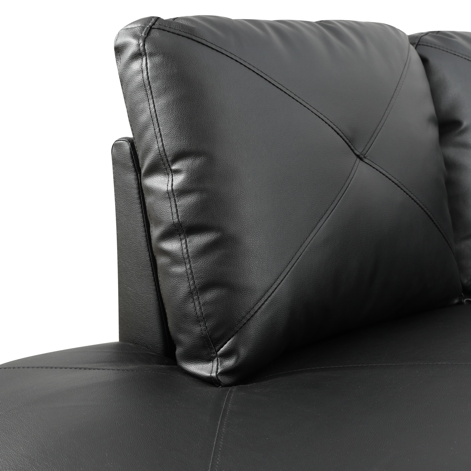 Hommoo 2-Piece Faux Leather L-Shaped Sectional Couches and Sofa Set, Modern Living Room Furniture Set, No Ottoman, Left Side, Black