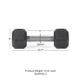 thumbnail image 6 of Titan Fitness 10 LB Pair Free Weights, Black Rubber Coated Hex Dumbbell, Straight Stainless Steel Handle, Strength Training, Full Body Workout, 6 of 6