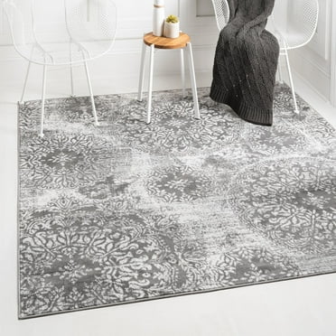 Rugs.com Monte Carlo Collection Rug – 6' Square Gray Medium Rug Perfect For Living Rooms, Kitchens, Entryways