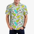 thumbnail image 5 of Wukai Funny Dinosaurs on Stripes Men’s Polo Shirts,Quick-Dry Athletic Shirt,Classic Fit Shirts-Large, 5 of 8