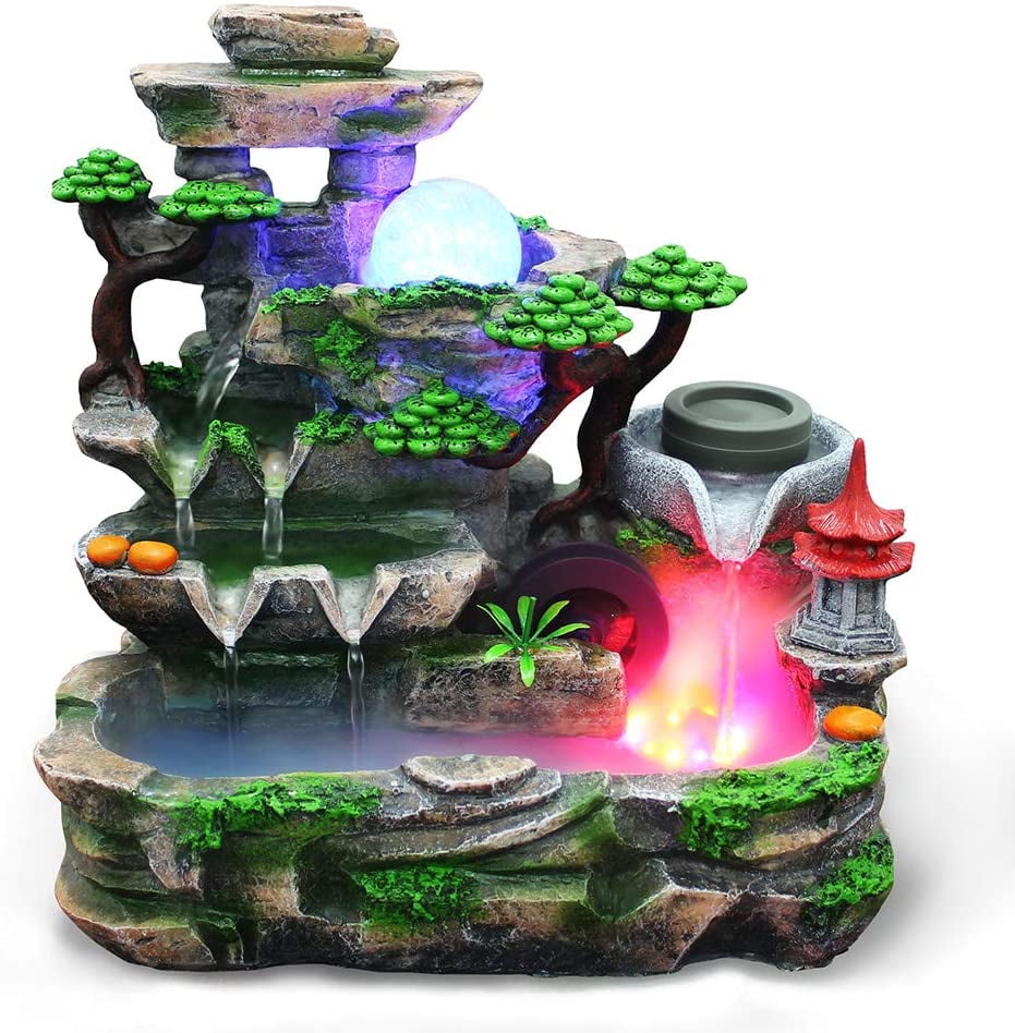 Relaxing Indoor Water Feature Calming Ornament Home Decor With Rotating Ball 