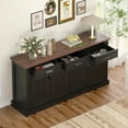 thumbnail image 4 of YYAo Sideboard Cabinet, Coffee Bar Cabinet,63" Fluted Sideboard Buffet Cabinet with Storage, Coffee Bar Station with 4 Doors and 3 Drawers, Black, 4 of 12