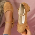 thumbnail image 5 of Dpityserensio Women's Solid Color Medium Heeled and Thick Heeled Shoes with A Straight Buckle and Shallow Mouth Suede for Women Yellow 9.5(43), 5 of 8