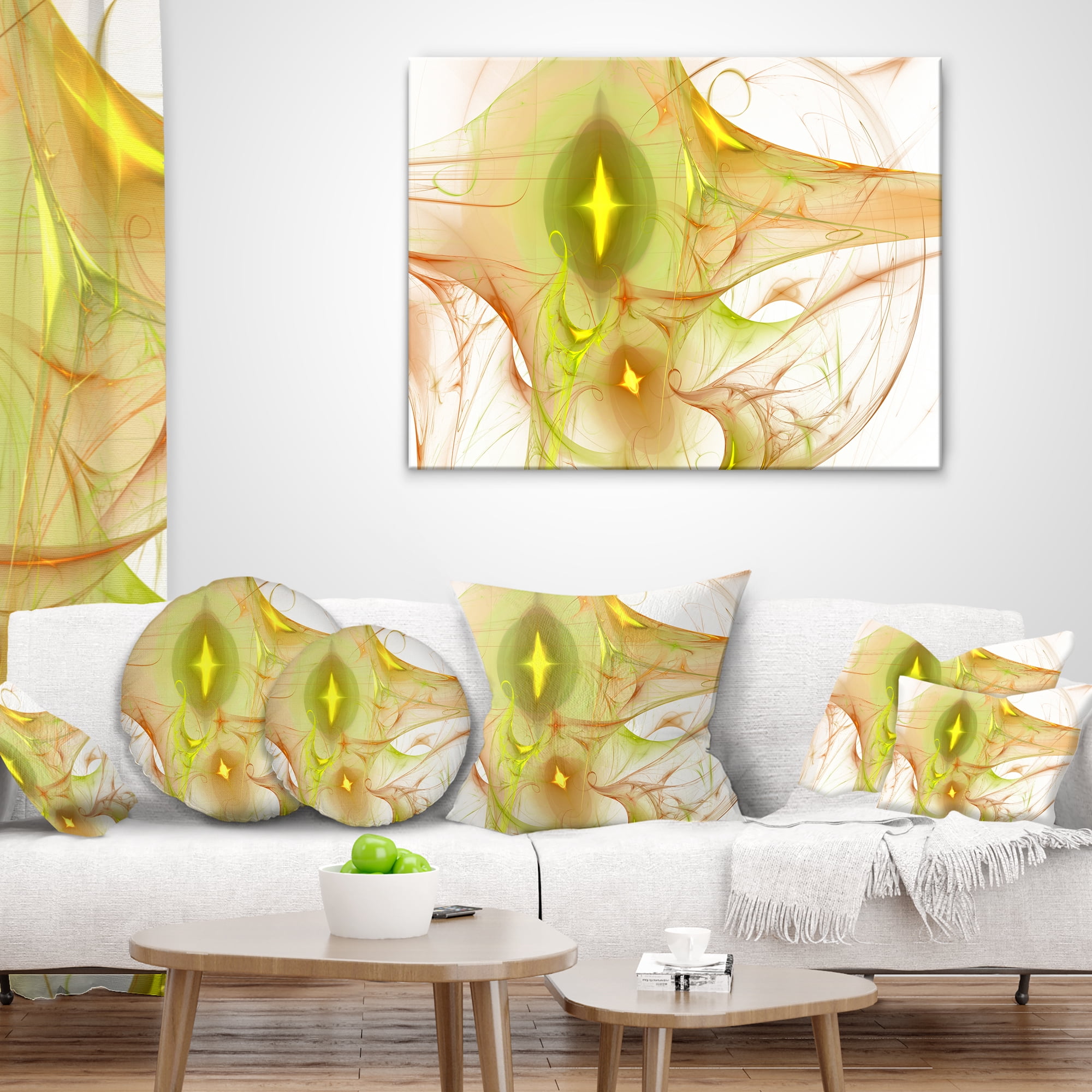 Designart Yellow Bright Candle - Abstract Throw Pillow - 12x20