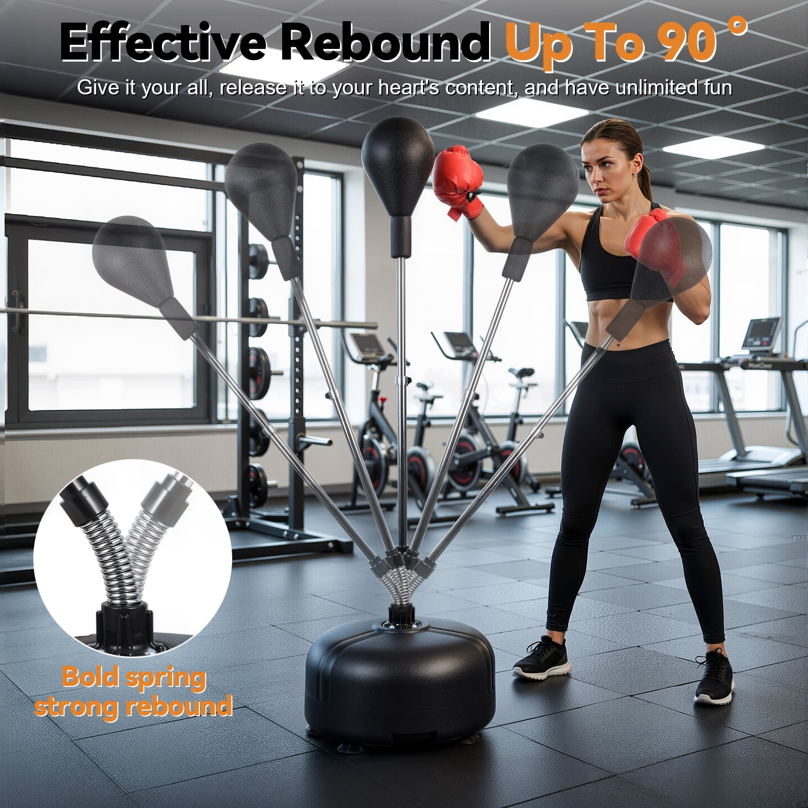 Adjustable Punching Bag for Teens & Adults, Kids Boxing Equipment with Stand, Family Fitness Speed Bag with Gloves, 47-61" Height for Growing Athletes