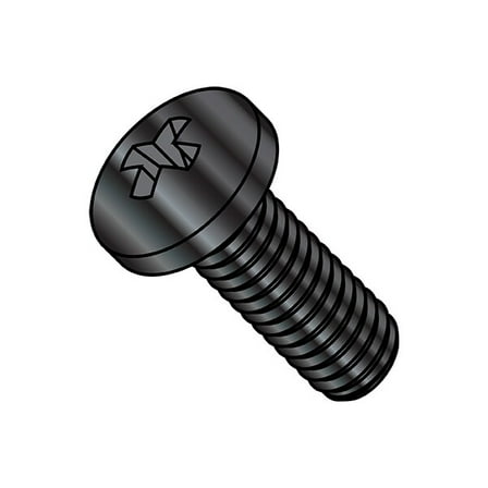 5/16"-18 x 1-1/2 in Phillips Pan Machine Screw, Black Oxide Steel, 1000 PK