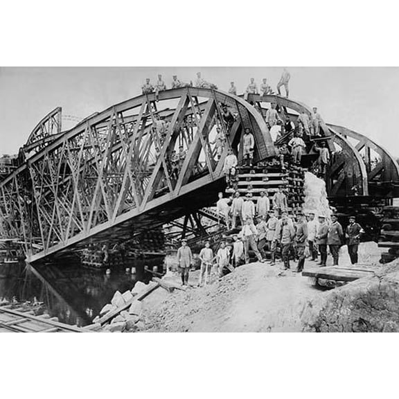 German Sappers and Engineers Rebuild Bridge at Lemberg-Fine art canvas print (20" x 30")