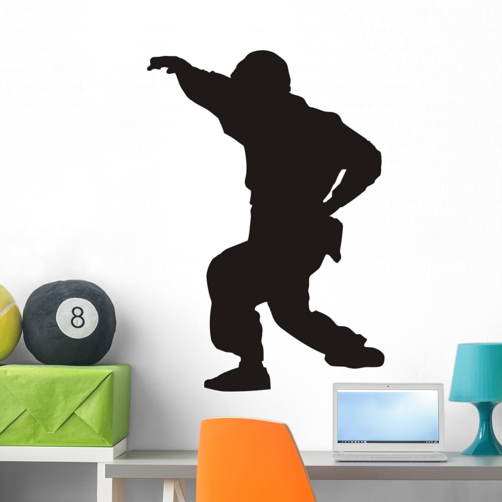 Jiujitsu Fighter Silhouette Wall Mural by Wallmonkeys Peel and Stick