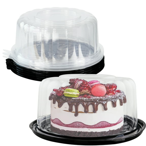 Cheeren Round Cake Carriers 10inch Plastic Cake Box, Disposable, 5 Pcs
