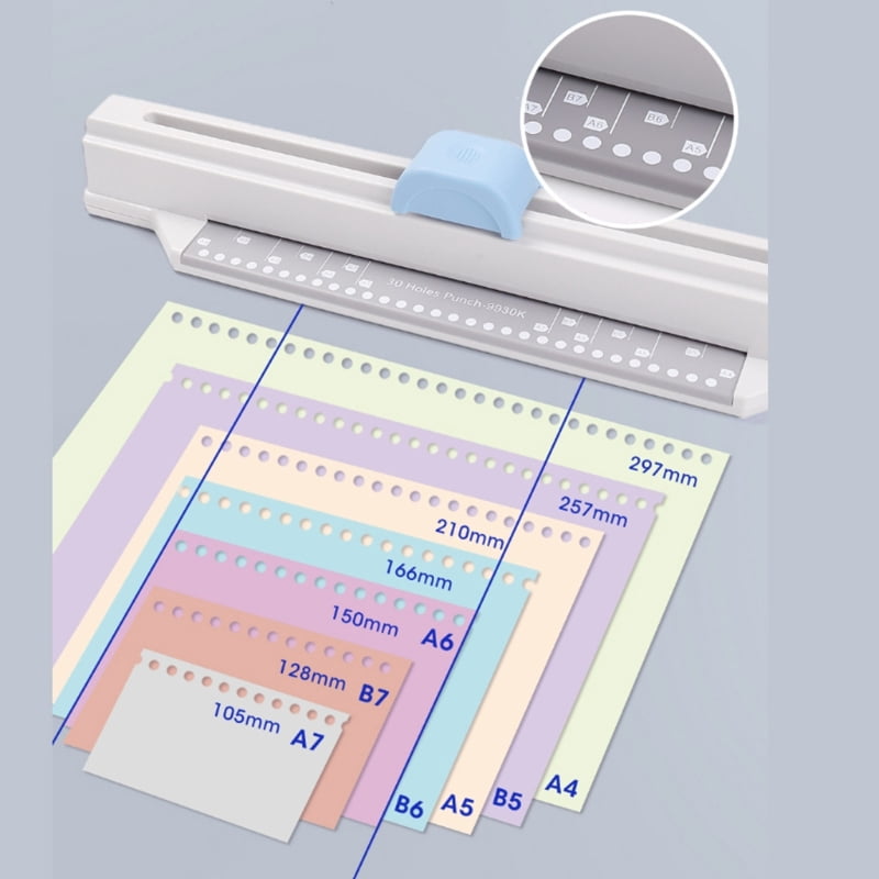 5 Sheets Paper Puncher, 30 Holes Punches, Punchersliding Hand Hold Long Reach Puncher Round 30 Holes Round Paper Punch