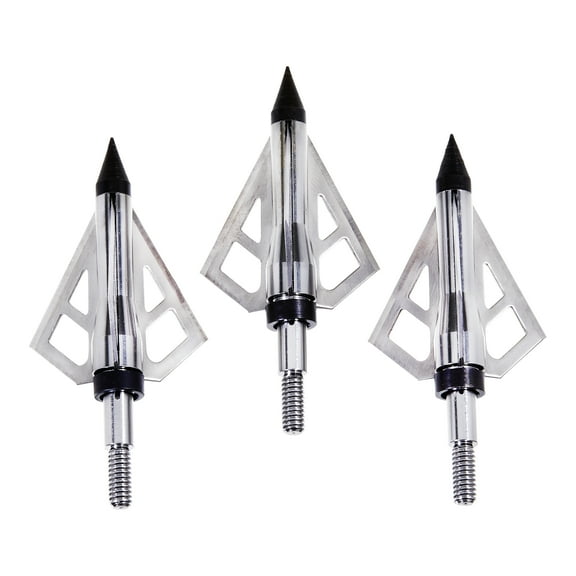 Velox Optimus 3-Blade Broadheads, 125-Grain, 3-Pack, Aluminum and Steel, 14625, Silver/Black