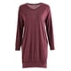 thumbnail image 4 of Blusa larga informal color vino para mujer con escote en V, mangas largas, bolsillos y abertura lateral, 4 of 6