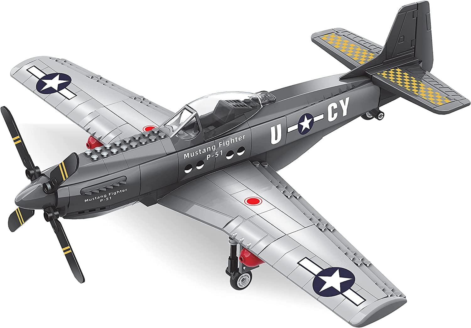 Apostrophe Collectible Air Force Mustang Fighter Plane Model Building Kit, 17", 258 Pieces