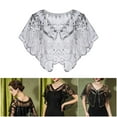 thumbnail image 2 of Sparkling Beaded Evening Shawl reathable Shoulder for Women Floral Lace-Trim Wrap for Weddings Galas & Special Occasions, 2 of 8
