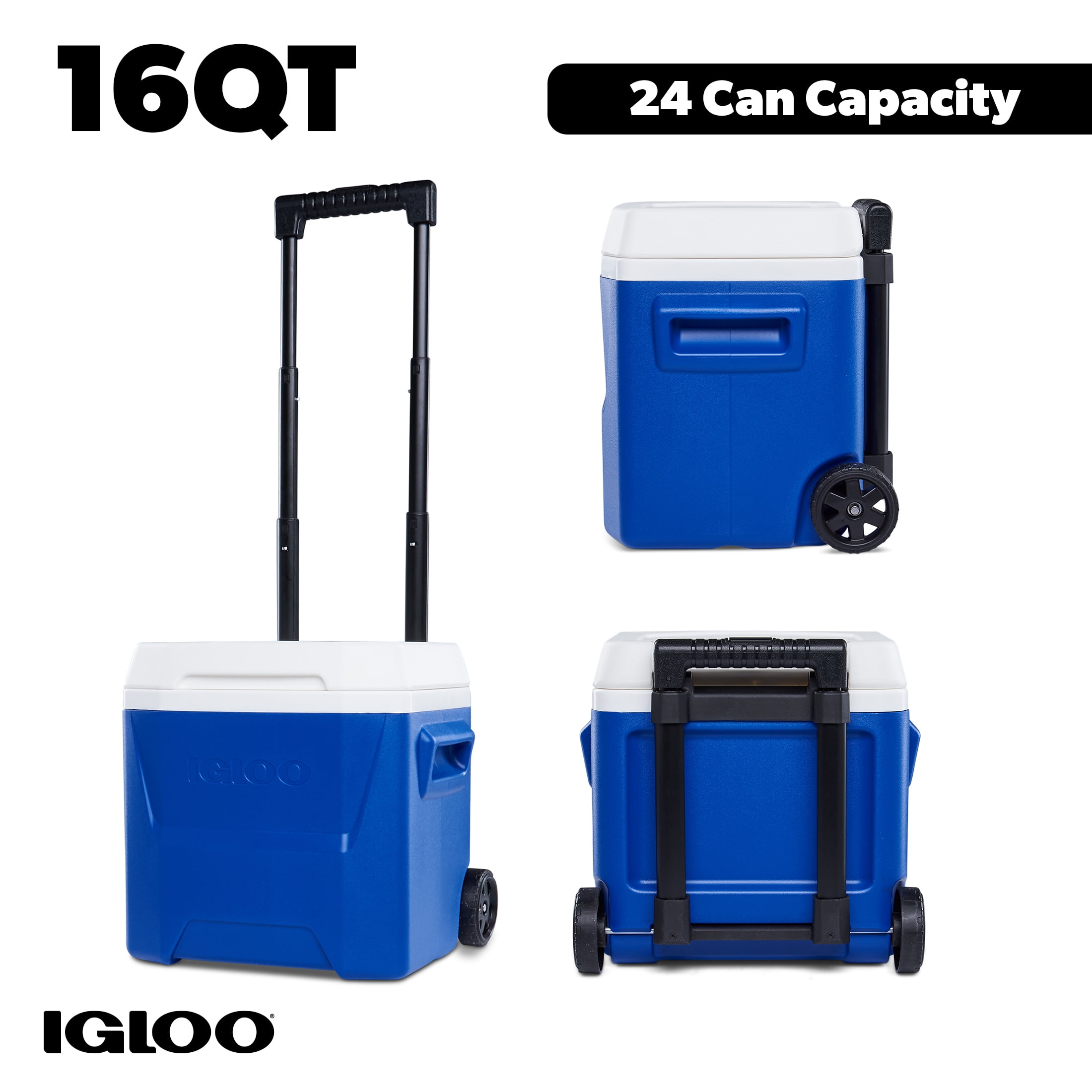 Igloo 16 QT Laguna Ice Chest Cooler with Wheels, Blue, 1 Count +   Freez Pak Small Ice Pack, 1 Count