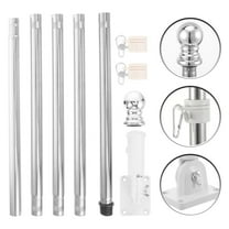 FRCOLOR 1 Set of 1.8 Flag Pole Stainless Steel Flag Poles With Buckles