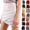 thumbnail image 2 of vigerkar Womens Short Ruched Body Con Sequin Club Pencil Sparkly Carnival Cocktail Mini Skirt (Light Pink, M), 2 of 9