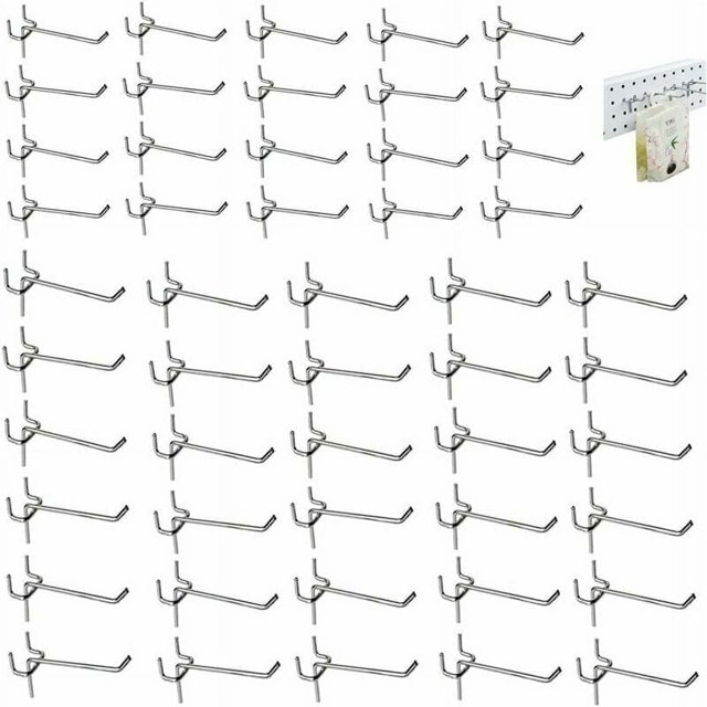Ganchos de metal para tablero perforado para organizar herramientas, ganchos para estanterías que ahorran espacio con diseño hacia arriba para evitar que el producto se deslice, gancho de acero