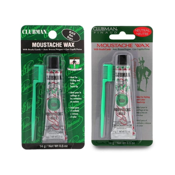 Clubman Moustache Wax Hang Pack 0.5 oz - Neutral   Black