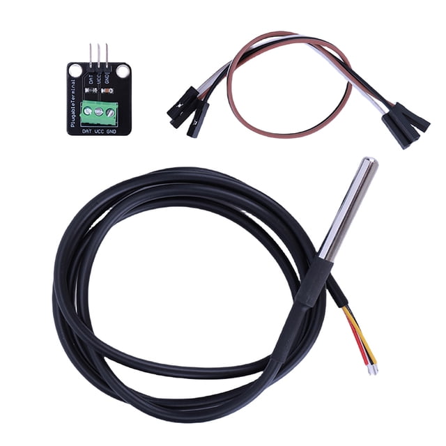 Placa de sensor de temperatura DS18B20 con adaptador de terminal enchufable de sonda impermeable