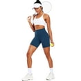 thumbnail image 2 of Cadmus Womens High-Waist Stretch Yoga Shorts Ultra Soft Naked Feeling Workout Shorts with Lycra Fabric for Running & Gym, Navy Blue, 2XL, 2 of 9