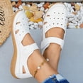 thumbnail image 6 of Comfortable Womens Sandals Flat Mary Jane with Adjustable Hook-and-Loop Strap Breathable Perforated White Casual Walking Shoes Non-Slip for Everyday,Size 9.5, 6 of 9