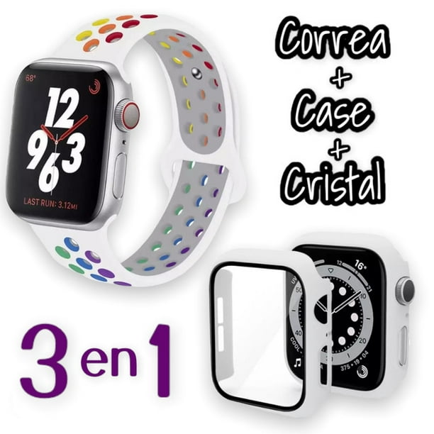 Correas para Apple Watch compatible con 38mm / 40mm + Case protector de pantalla con Cristal Templado. Estilo Sport, ideal para hacer ejercicio. Mamá Pulpo Sport con case