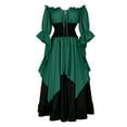 thumbnail image 2 of Samickarr Gothic Skirt for Women Drawstring Off-The-Shoulder One-Shoulder Spliced Pleated Skirt Solid Color Ankle-Length Skirt, 2 of 8