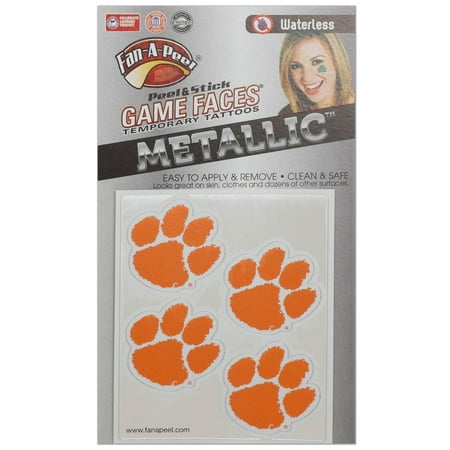 Clemson Tigers Game Faces Metallic Tattoo