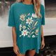 thumbnail image 5 of Faldas Cortas para Mujeres, Impresión de Flores Casual Oversized Camiseta de Manga Corta Top Hecho de 95% Poliéster 5% Spandex para Primavera Verano, Falda Corta de Verano, 5 of 7