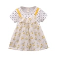 thumbnail image 1 of PEASKJP Robes de Mode pour Filles Tout-Petits Élégantes Manches Courtes Bouffantes Col Rond Décontracté Robe Trapèze, Jaune 100, 1 of 4