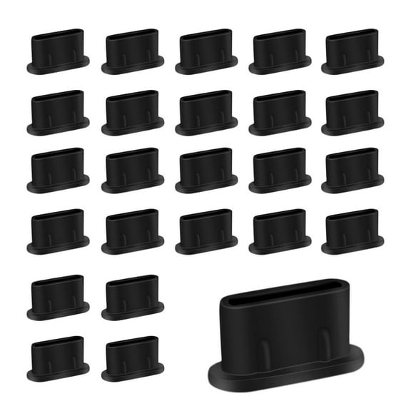 50 Pack Type C Anti Dust Plugs USB C Dust Cover Silicone USB C Dust Plug Type-C Charging Port Protector Compatible with iPhone 15 Samsung Galaxy S20 S21 S22 S23 Pixel MacBook USB C Cover Cap (Black)