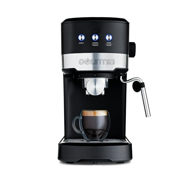 Gourmia - Cafetera de 15 barras con potente varita espumante con depósito de agua extraíble de 1,2 l