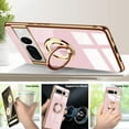 thumbnail image 5 of Googleh Pixel7a Case Slim Thin Finger Ring Stand Electroplated Silicone Soft Flexible TPU Frame Shock-Absorption Bumper Cover Phone Cases-Pink, 5 of 13